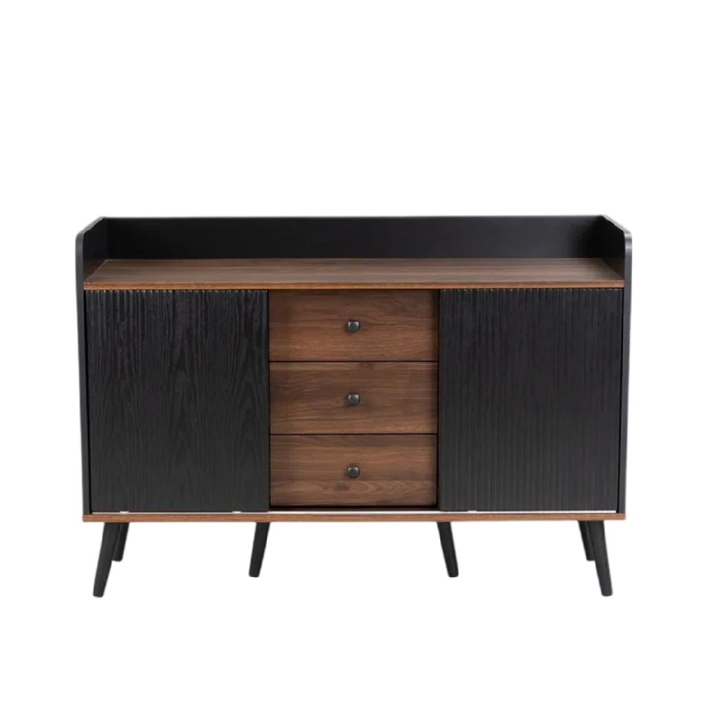 Buffet en bois avec portes coulissantes et tiroirs