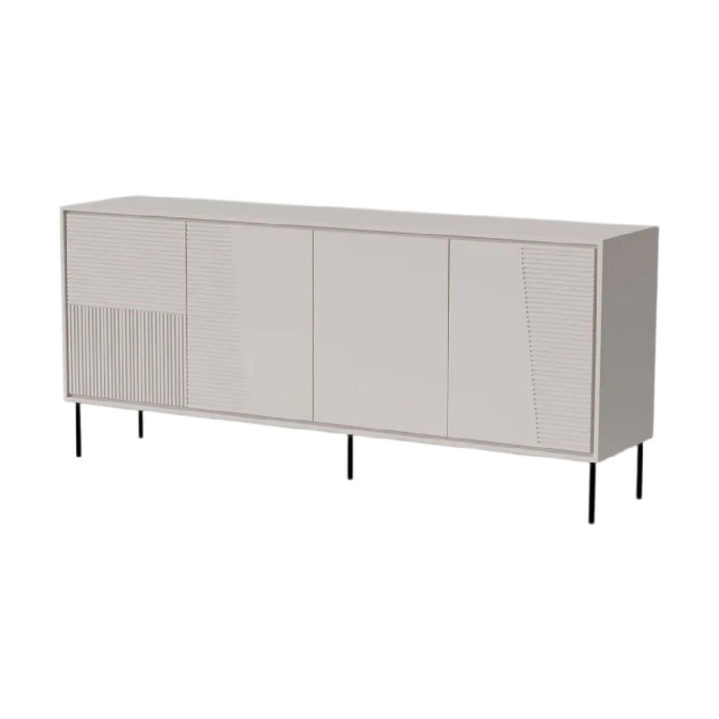Meuble de rangement moderne en bois clair avec finition texturée