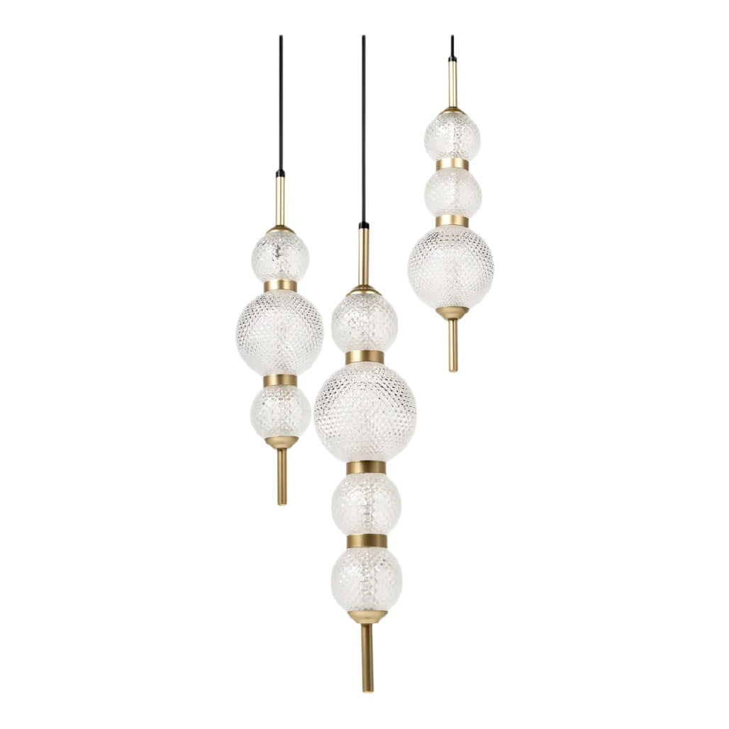 Suspension en verre soufflé avec accents dorés