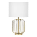 Lampe de table en métal doré avec abat-jour blanc en tissu