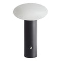Lampe à poser moderne avec abat-jour en verre opale et base en métal noir