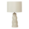 Lampe de table en céramique à base ondulée avec abat-jour en tissu