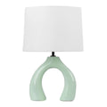 Lampe de table en céramique verte avec abat-jour blanc, design moderne
