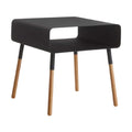 Table basse design en métal noir avec pieds en bois