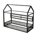 Structure de lit en métal avec design maison et barrières de sécurité